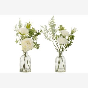 J-Line - Roser /Lisianthus i Vase m/grnt H: 32 : 17 cm. 2 varianter 