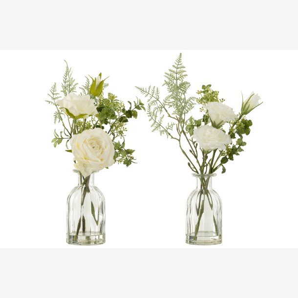 J-Line - Roser /Lisianthus i Vase m/grnt H: 32 : 17 cm. 2 varianter 