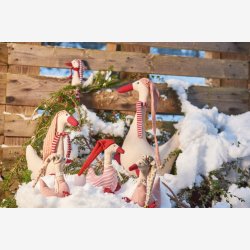 Speedtsberg - Julegs m. trklde og hue 16cm, Rd mix striber - flere varianter 