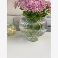 La Vida - Vase rund riflet H: 22 D: 24cm. klar