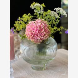 La Vida - Vase rund riflet H: 22 D: 24cm. klar