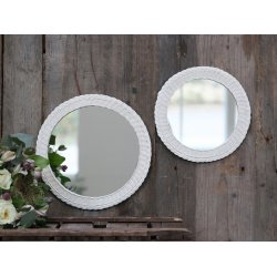 Chic Antique - Rundt hvidt spejl  24,5 cm