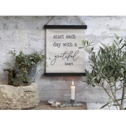 Chic Antique - Lrred til ophng m. tekst "grateful" H 30 L 22cm.