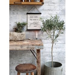 Chic Antique - Lrred til ophng m. tekst "grateful" H 30 L 22cm.