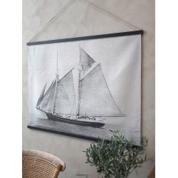 Chic Antique - Lrred til ophng m. sejlskib H 90 L 120cm.