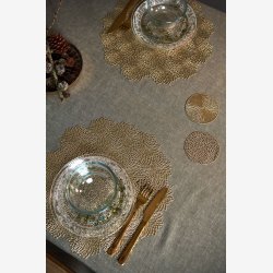 Speedtsberg - Dkkeserviet i plastik m. Blomster mnster 38cm, Guld