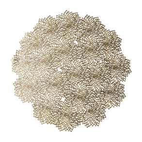 Speedtsberg - Dkkeserviet i plastik m. Blomster mnster 38cm, Guld