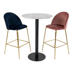 Bolzano Barbord marmor look &amp; sort lakeret  70 H 105 cm