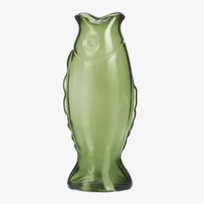 Madam Stoltz - Glasvase Fiskeform M�rkegr�n H:27 cm.