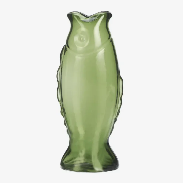 Madam Stoltz - Glasvase Fiskeform M�rkegr�n H:27 cm.