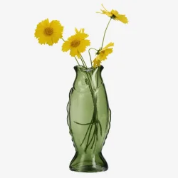 Madam Stoltz - Glasvase Fiskeform M�rkegr�n H:27 cm.