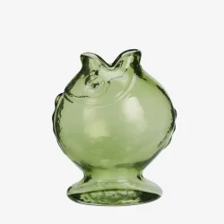Madam Stoltz - Glasvase Fiskeform M�rkegr�n H:17 cm.