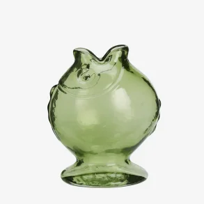 Madam Stoltz - Glasvase Fiskeform M�rkegr�n H:17 cm.
