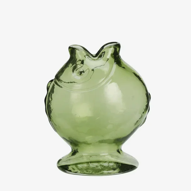 Madam Stoltz - Glasvase Fiskeform M�rkegr�n H:17 cm.