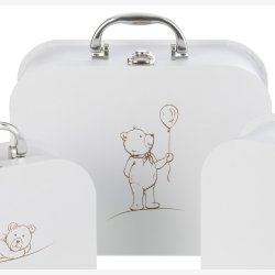 J-Line - Kuffert m/bamse motiv Hvid, flere strrelser.