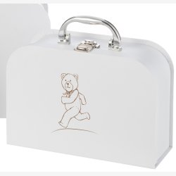 J-Line - Kuffert m/bamse motiv Hvid, flere strrelser.