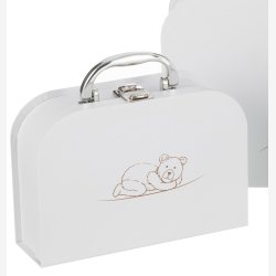 J-Line - Kuffert m/bamse motiv Hvid, flere strrelser.