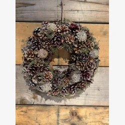 La Vida krans m/ grankogler og glitter 34 cm.