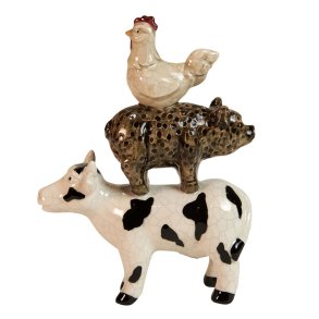 Speedtsberg - Figur Ko, gris og hane Keramik ca. L: 15 B: 6 H: 20 cm.