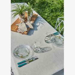 Speedtsberg - Dug m/smalle striber L: 140 B: 240 cm. Grn og Hvid