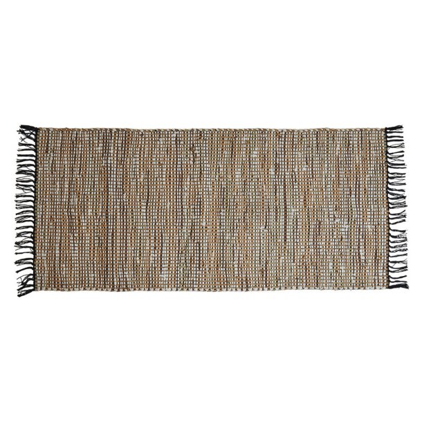 Speedtsberg - Gulvtppe 90% lder 10% bomuld - L: 70 B: 140 cm. Hvid/Sort