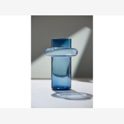 Lyngby Glas Tube Vase 40 cm Dark Blue