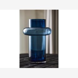 Lyngby Glas Tube Vase 40 cm Dark Blue