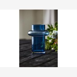 Lyngby Glas Tube Vase 20 cm Dark Blue