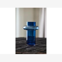 Lyngby Glas Tube Vase 25 cm Dark Blue