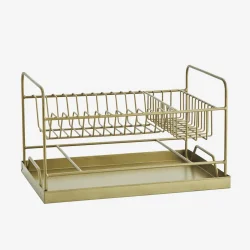 Madam Stoltz - Opvaskestativ m/drypbakke 39 x 25 x 23 cm. Antik Messing