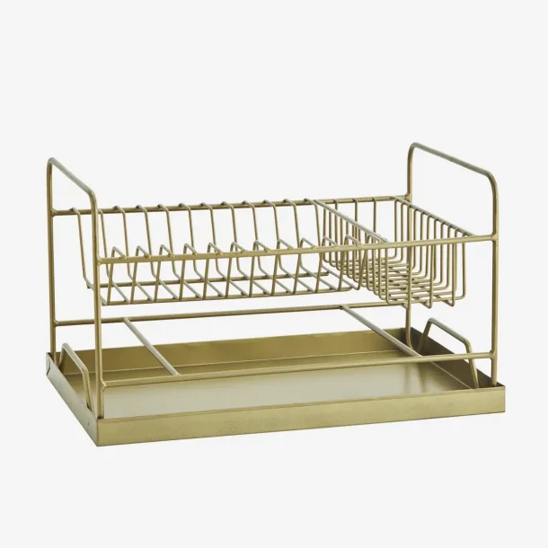 Madam Stoltz - Opvaskestativ m/drypbakke 39 x 25 x 23 cm. Antik Messing