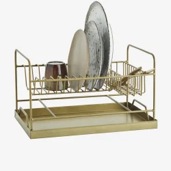 Madam Stoltz - Opvaskestativ m/drypbakke 39 x 25 x 23 cm. Antik Messing