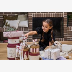 Speedtsberg - Dekorations gyngehest i tr 25x7x22cm, Hvid, Rd, Guld