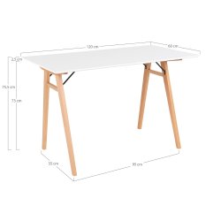 House Nordic - Vojens skrivebord hvid, 120x60x75 cm