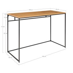 House Nordic - Vita skrivebord egetrslook, 100x45x75 cm