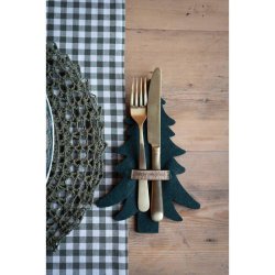 My Cozy House - Bestikholder Juletr Filt 16 x 24 cm. Mrkegrn 4 stk.