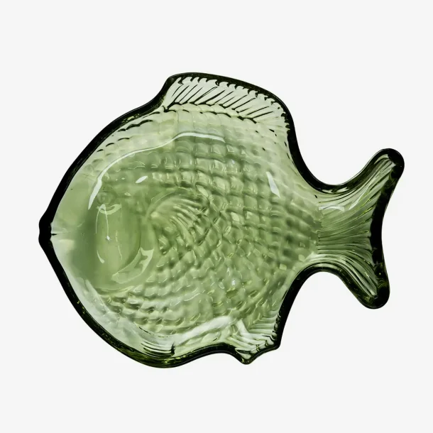 Madam Stoltz - Glasfad Fiskeform Gr�n 20 cm.