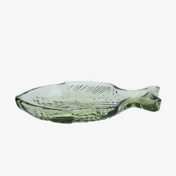 Madam Stoltz - Glasfad Fiskeform Gr�n 20 cm.