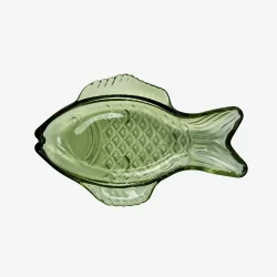 Madam Stoltz - Glasfad Fiskeform Gr�n 18 cm.