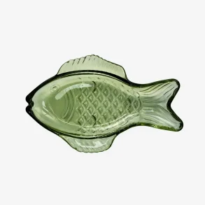 Madam Stoltz - Glasfad Fiskeform Gr�n 18 cm.