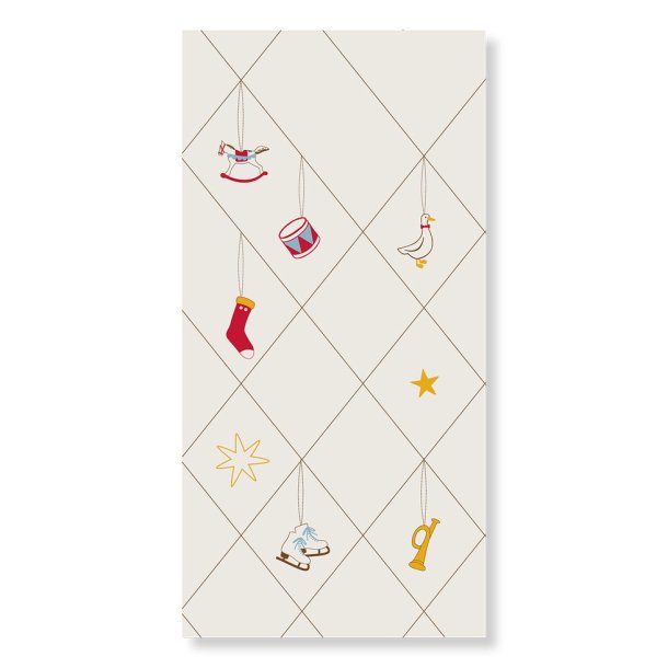 Speedtsberg - Jule serviet med ornament motiv 40x40cm, 16stk, Gr/Rd