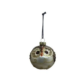 Speedtsberg - Julekugle, Ugle m. Glimmer 8x9cm, Brun