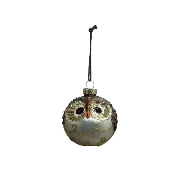 Speedtsberg - Julekugle, Ugle m. Glimmer 8x9cm, Brun
