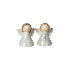 Speedtsberg - Engle Figur R�hvid/aqua Keramik 6x6x8cm. (s�lges assorteret)