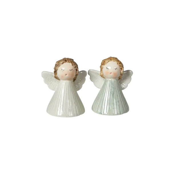 Speedtsberg - Engle Figur R�hvid/aqua Keramik 6x6x8cm. (s�lges assorteret)