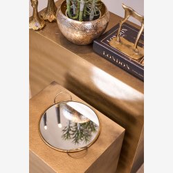 Speedtsberg - Dekorations fad m/spejl 25 x 22 x 4cm, Antik Guld