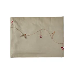 Juledug m/Broderi Julemotiv 140 x 240 cm. Bomuld