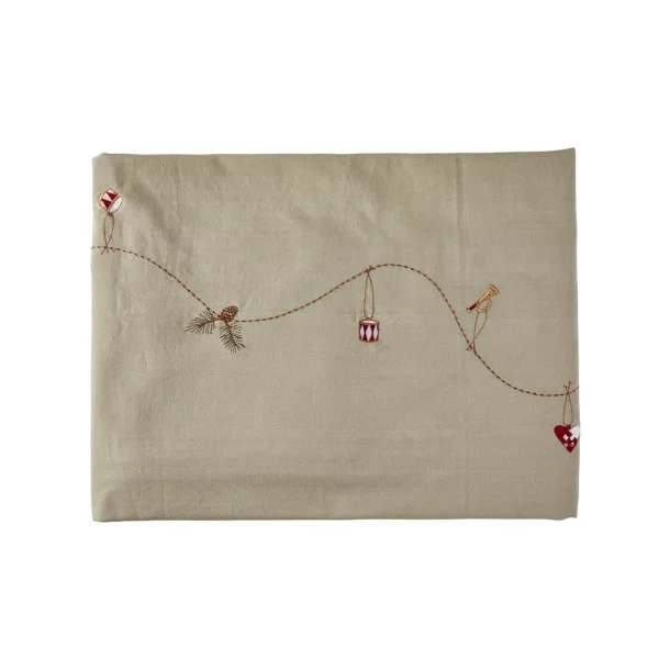 Juledug m/Broderi Julemotiv 140 x 360 cm. Bomuld