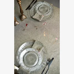 Juledug m/Broderi Julemotiv 140 x 240 cm. Bomuld Grn Melange