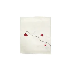 Speedtsberg - Bord dug m/Broderet flag i bomuld, Hvid - Flere st�rrelser